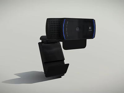 Projection Monitoring Black Security Camera With Stand Perforated Design And Blue Trim 3d model