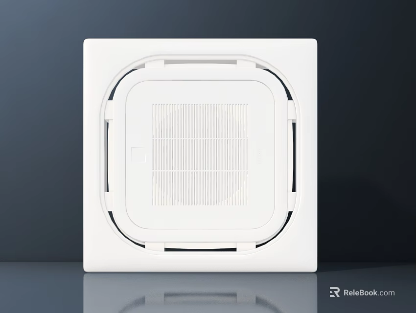 Sleek White Square Air Conditioner Vent With Modern Grille Design 3d model 