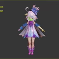 Elegant Blue White Decorative Lights On Fairy Style Character Costume With Crown Detail