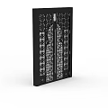 Black Iron Decorative Door With Intricate Patterns And Arched Lattice Design 3d model