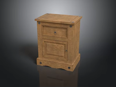 Wooden Nightstand Furniture With Single Drawer And Cabinet Door Design 3d model