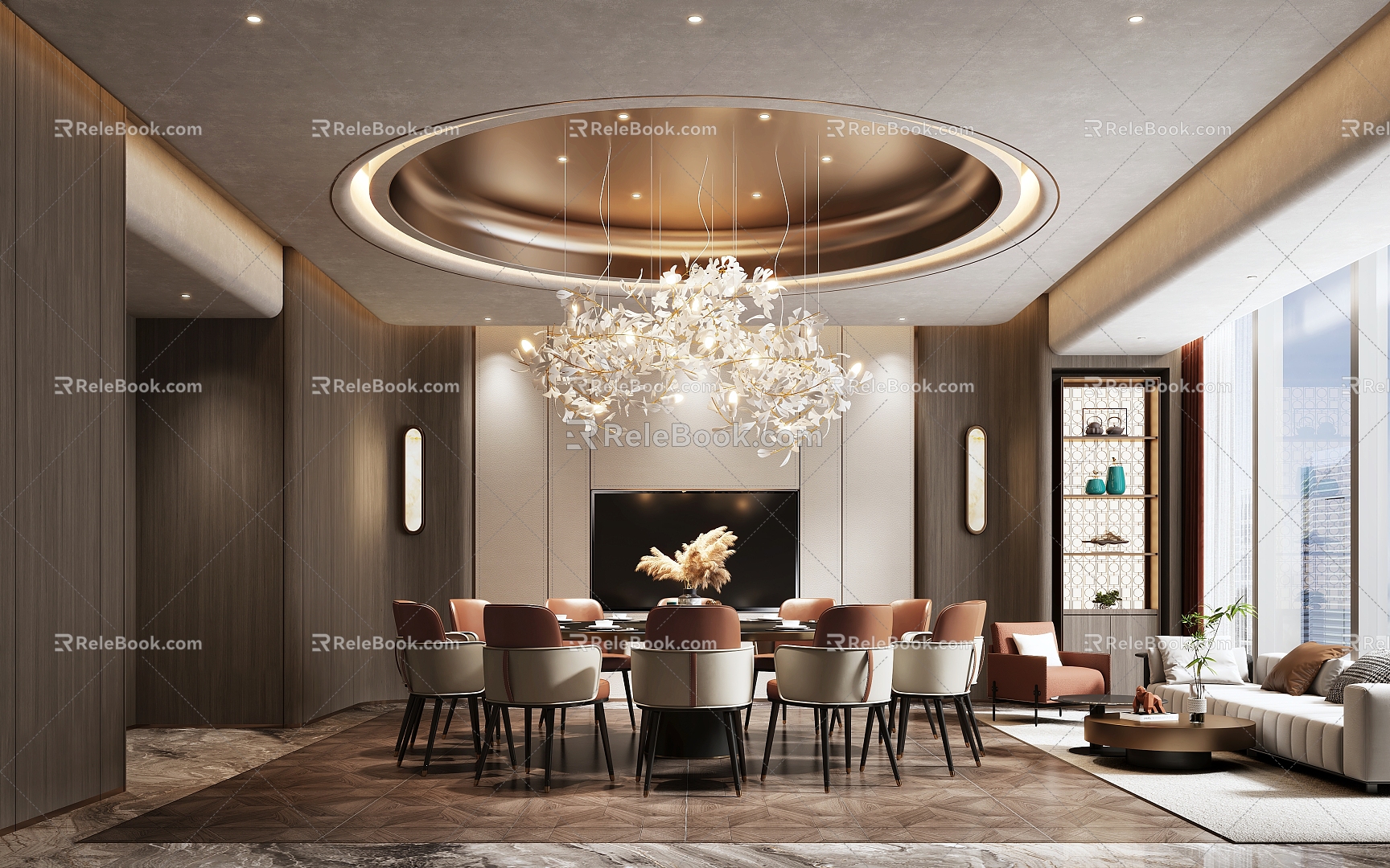 Modern Light Luxury Restaurant Room Box Dining Table and Chair 3d model