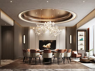 Modern Light Luxury Restaurant Room Box Dining Table and Chair 3d model