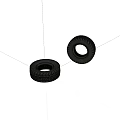 Two Black Automotive Tires with Deep Detailed Tread on White Background