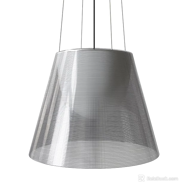 Modern Pendant Light with Striped Conical Shade Metallic Finish Hanging Black Cords in Home Interior 3d model 