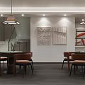 Hotel Mahjong Room Interior Featuring Modern Pendant Lights Decorative Wall Art And Comfortable Chairs