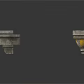 Three Vintage Gray Train Carriages With Yellow Stripes And Weathered Texture