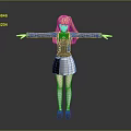 Anime Style Game Movie Character With Blonde Hair Blue Coat White Skirt And Outstretched Arms