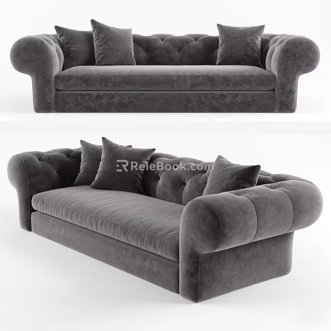 asnaghi European-style double sofa multi-person sofa 3d model