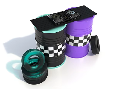 Modern Oil Barrel DJ Tire Net Celebrity DP Hot Play Classic Young Summer Color-matching Activities Conference Exhibition Regular Tour Shopping Mall 3d model