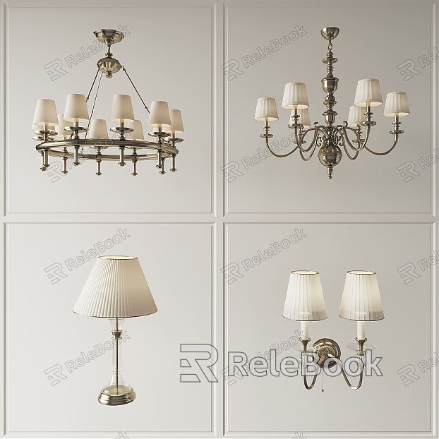 American lamp combination chandelier wall lamp table lamp combination model