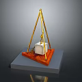 Lifting Equipment Featuring Tripod Structure White Block Object on Orange Base and Gray Platform