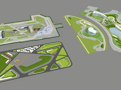 Site Planning Layout Designs Featuring Green Spaces Path Networks And Buildings 3d model