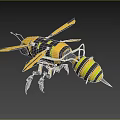 Robotic Bee Design With Yellow Black Stripes And Mechanical Wings Legs Structure