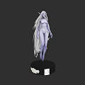 Game Character 3D Model Female Elf with Long White Hair Purple Skin On Black Base