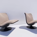 Modern Accent Chair With Beige Cushion Black Frame And Round Base Design