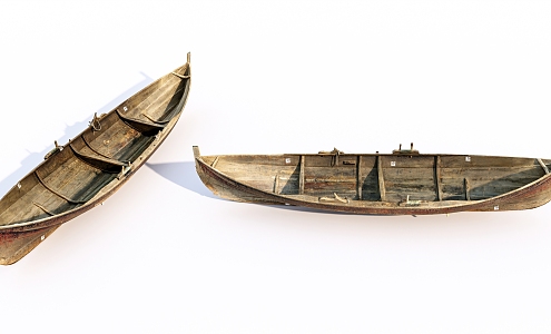 Old wooden boat Modern boat 3d model