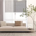 Beige Chaise Lounge With Throw Pillows In Modern Living Room Green Plant And Table Lamp