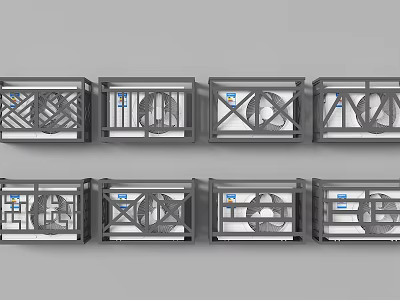 Various Decorative Fence Designs With Geometric Patterns And Metal Frames 3d model