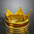 Golden Fashion Crown Accessory with Red Band Detail and Shiny Surface Reflection