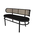 Modern Leisure Chair With Black Metal Frame And Woven Rattan Backrest Design