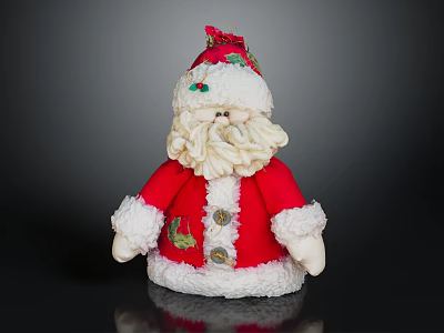 Festive Christmas Santa Claus Doll With Red Coat White Fur Trim And Decorative Hat 3d model