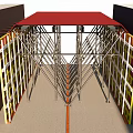 Structural Construction Framework With Metal Scaffolding Red Roof And Side Frames 3d model