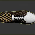 Casual Sneakers With Brown Pattern White Upper Black Laces And Yellow Black Striped Sole