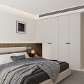 Modern Italian Bedroom Wardrobe Half-height Parapet 3d model