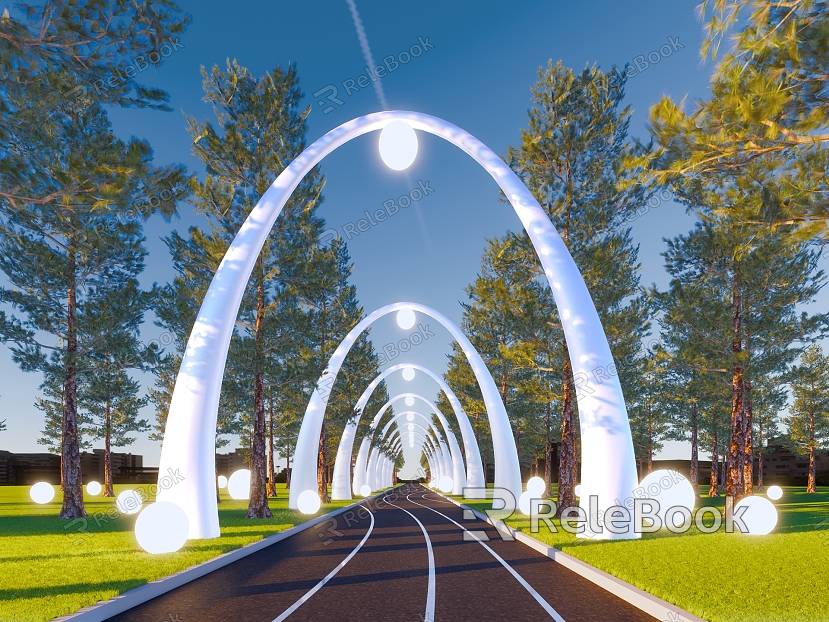 Modern Corridor Commercial Landscape Landscape Lighting Landscape Boulevard Landscape Corridor Road Landscape Commercial Setches model