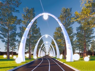 Modern Corridor Commercial Landscape Lighting Landscape Boulevard Landscape Corridor Road Landscape Commercial Setches model