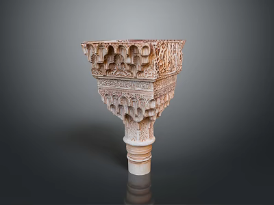 Scenic Historic Landscape Featuring Intricate Carved Stone Pillar Patterns 3d model