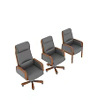 Different Styles of Leather Office Chairs with Wooden Armrests and Legs and Swivel Wheels Design