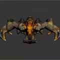 Game Movie Character Lava Monster With Multiple Arms Rocky Body Burning Lava And Glowing Details