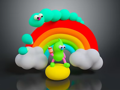 Green Cartoon Character Outfit With Pink Sleeves And Legs By Rainbow Clouds 3d model