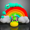Green Cartoon Character Outfit With Pink Sleeves And Legs By Rainbow Clouds