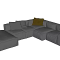 Gray L Shaped Sectional Sofa With Soft Cushions And Accent Pillows 3d model
