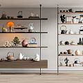 Ornaments Combination Bookshelf Bookcase Teapot 3d model