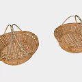 Two Handmade Wicker Storage Baskets with Sturdy Handles for Home Organization