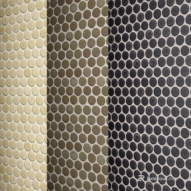 Three Circular Pattern Floor Tiles In Different Colors 3d model 