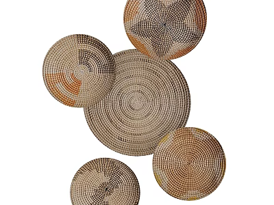 Woven Circular Rattan Discs Stylish Wall Hanging Decor for Modern Home Interiors 3d model