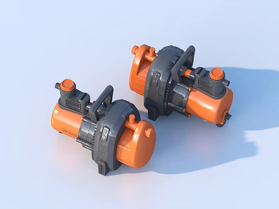 Two Orange and Black Household Water Pumps for Daily Use and Home Applications 3d model