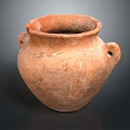 Brown Clay Pot With Two Handles And Textured Surface On Dark Background 3d model