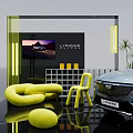 Stylish Modern Exhibition Tables and Chairs With Bright Yellow Design for Trade Show Display Areas