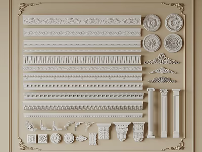 Gypsum Cornice Various Decorative Mouldings Ornate Patterns And Architectural Elements Collection 3d model