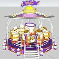 Colorful Amusement Ride With Neon Lights Rotating Seats And Dome Top Structure