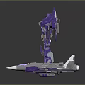 Purple Robot Action Figure And Airplane Model With Mechanical Design Details