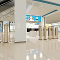 Modern Commercial Elevator With Glass Door In Shopping Mall Lobby Interior