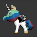 White Winged Pony Character With Colorful Mane Crown And Purple Eyes
