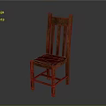 Wooden Chair With Vertical Slat Backrest And Red Padded Seat Design